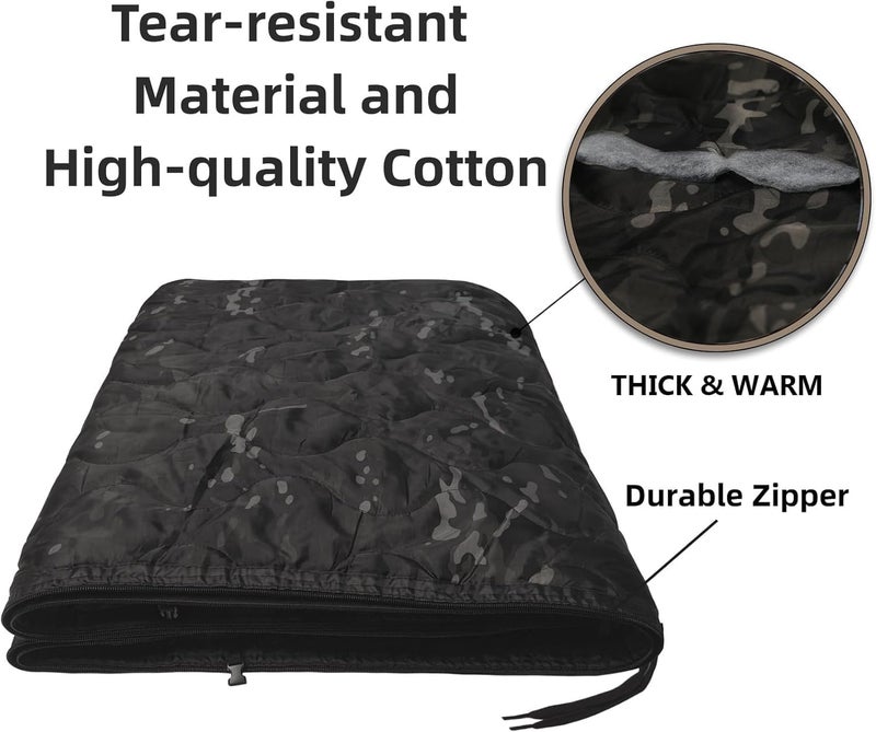 GHILEO Camo Poncho Liner, Army Blanket, Military Sleeping Bag, with A Compression Carrying Bag, for Traveling, Hiking, Camping, Outdoor Survival, Car Blanket - Image 2